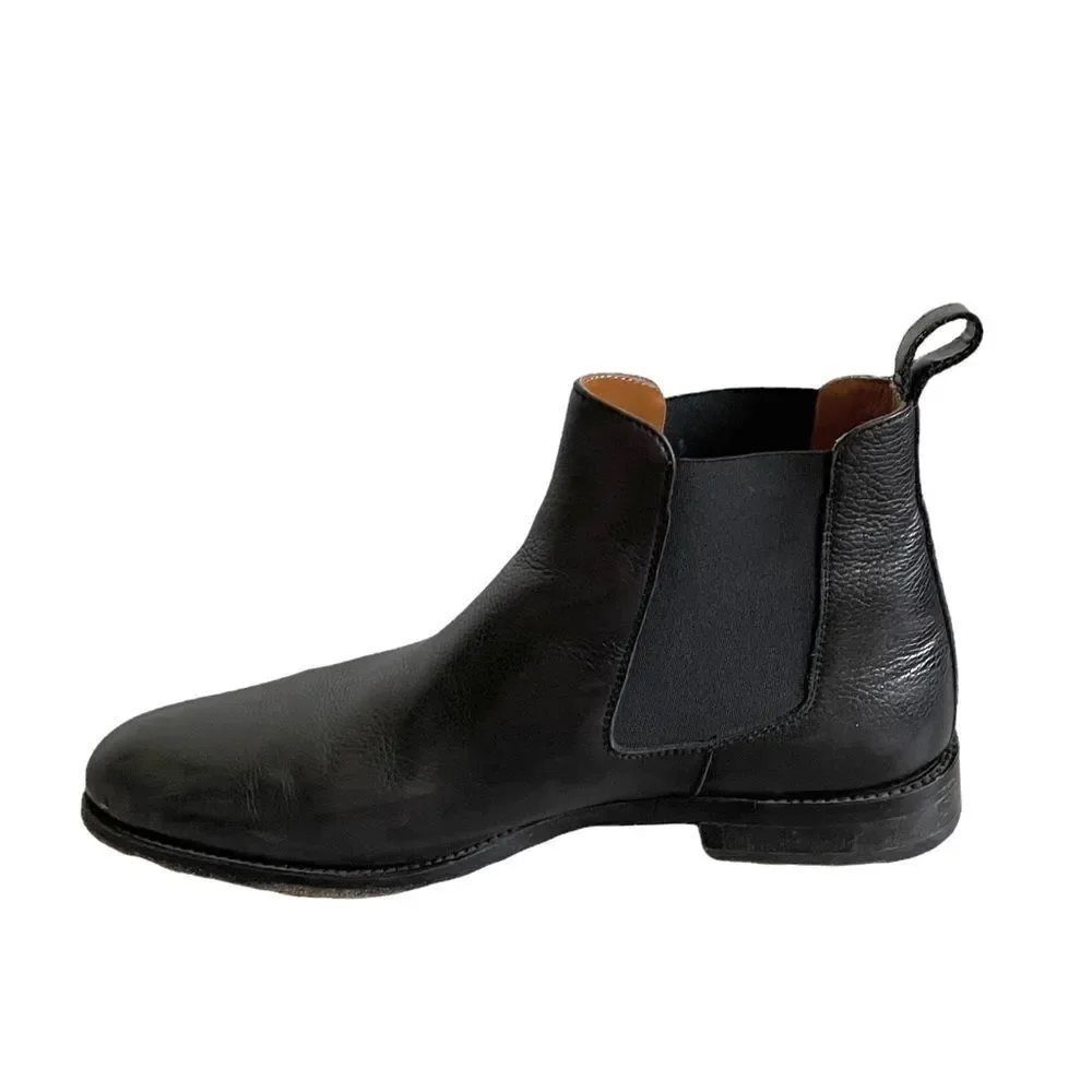 TAFT Men’s Black Leather Chelsea Pull-On Ankle Boots Handcrafted In Spain 40